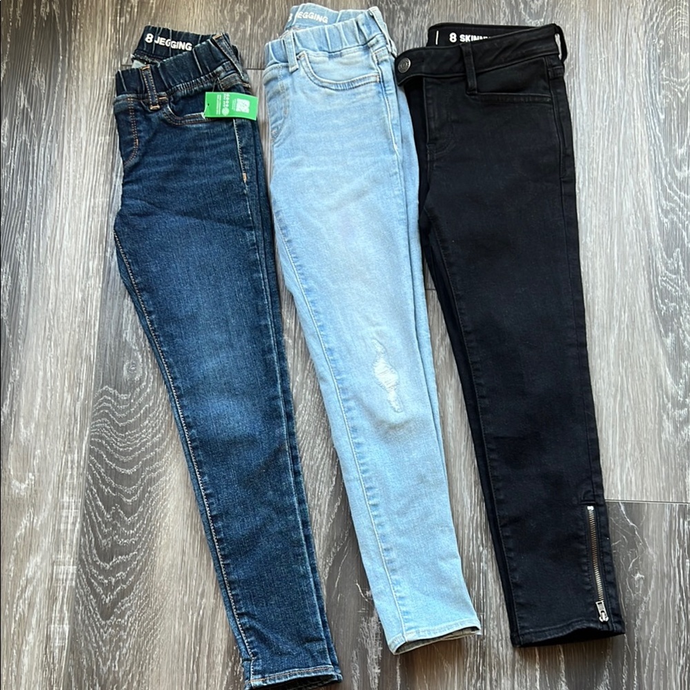 3/ GAP Kids Girls BUNDLE-Black and Blue Jeggings Modern Denim Collection